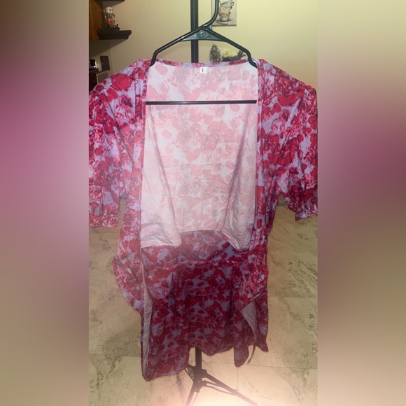 Large all over print tie front A-line dress from SHEIN. Purple/pink - Picture 6 of 6